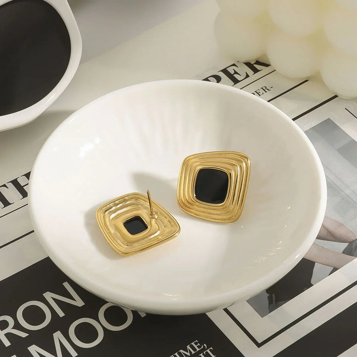 Gold-Plated Geometric Stud Earrings for Women