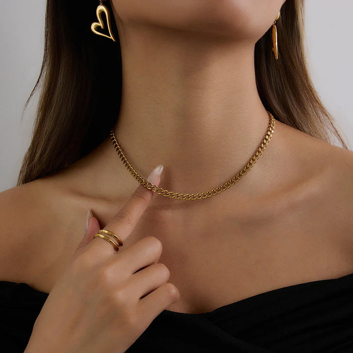 Gold-Tone Layered Chain Necklace Jewelry Set