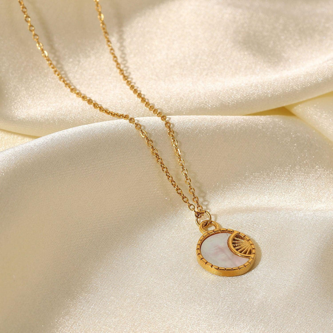 Gold-Plated Freshwater Pearl Necklace with Geometric Pendant