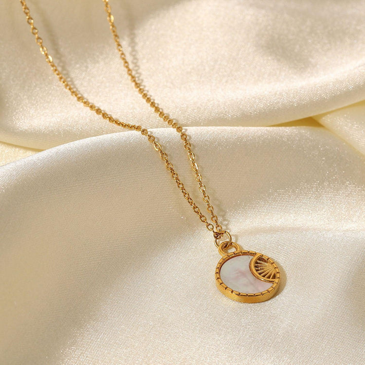 Gold-Plated Freshwater Pearl Necklace with Geometric Pendant