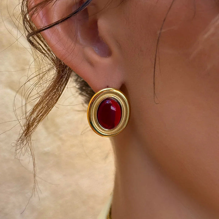 Gold-Plated Crystal Stud Earrings for Women
