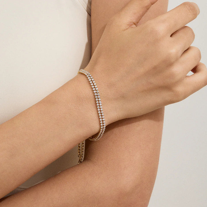 Gold-Plated Cubic Zirconia Tennis Bracelet for Women