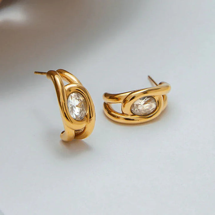 Gold Plated Cubic Zirconia Hoop Earrings 3 Piece Set