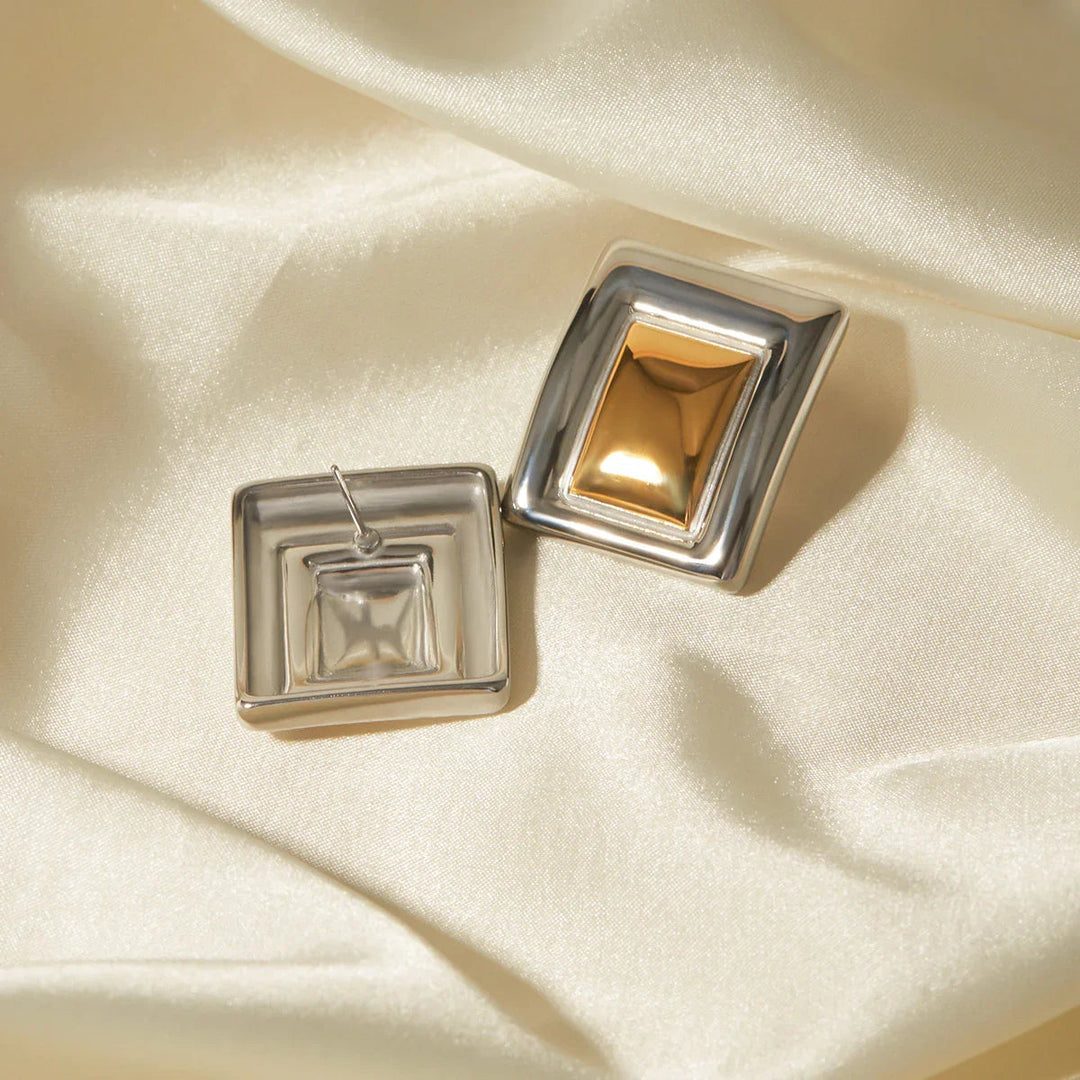 Gold-Plated Silver-Tone Stud Earrings for Women