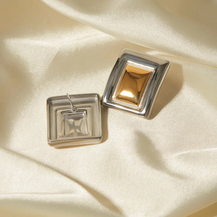 Gold-Plated Silver-Tone Stud Earrings for Women