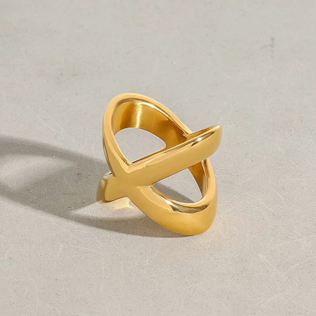 Gold-Plated Cross Ring for Women