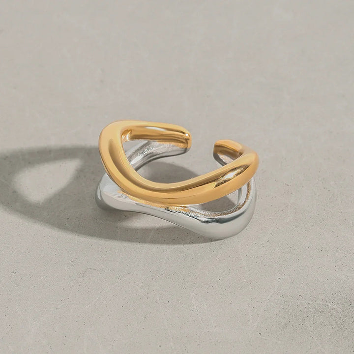 Gold-Plated Silver-Tone Intertwined Ring for Women