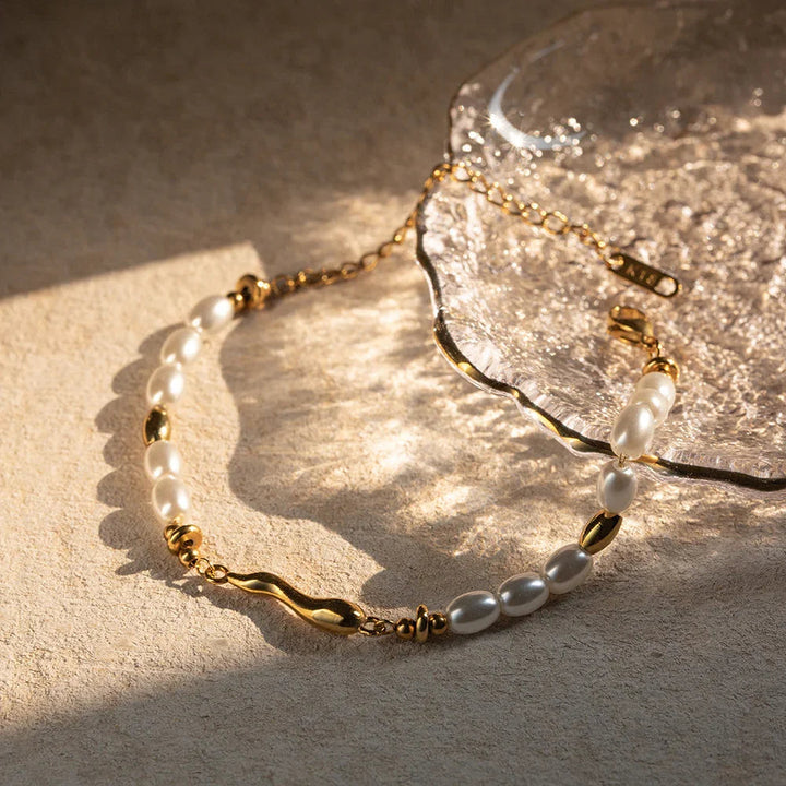 Gold-Plated Freshwater Pearl Bracelet