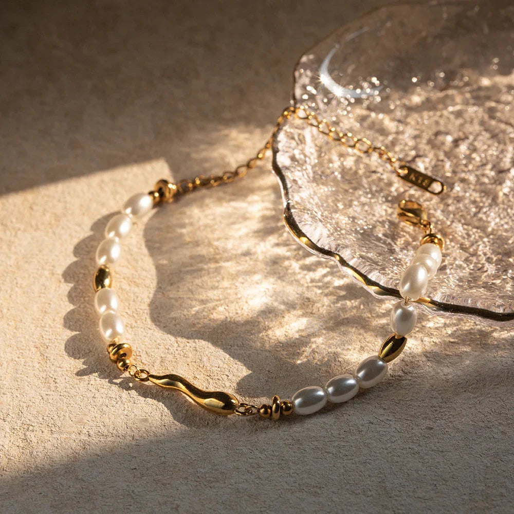 Gold-Plated Freshwater Pearl Bracelet