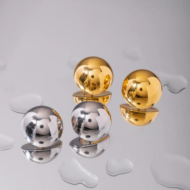 Gold-Plated Chunky Round Stud Earrings