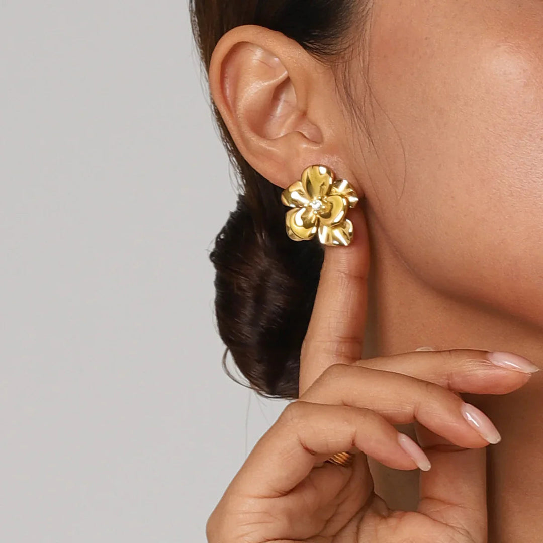 Gold-Plated Floral Earrings