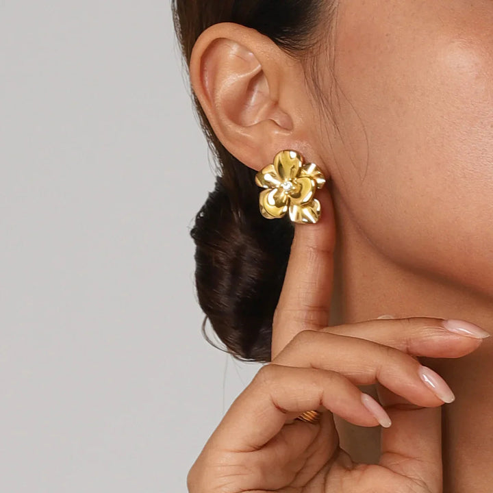 Gold-Plated Floral Earrings