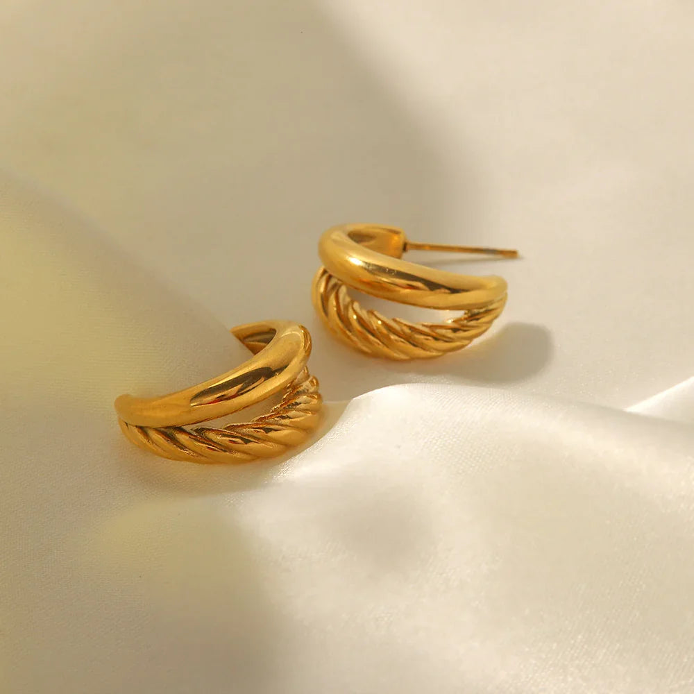 Gold-Plated Layered Hoop Earrings for Women
