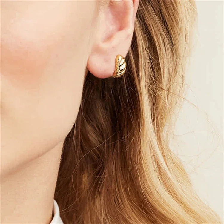 Gold-Plated Croissant Huggie Earrings for Women
