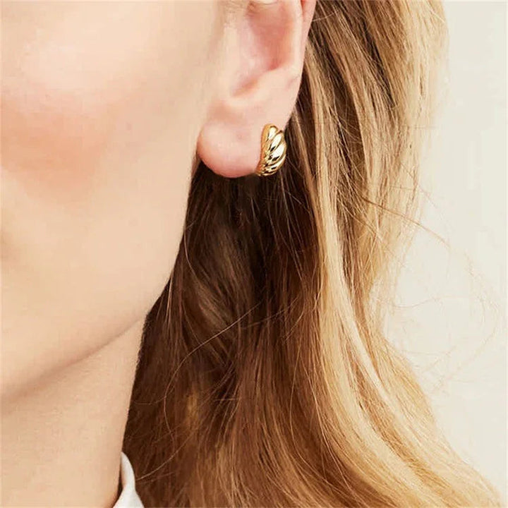 Gold-Plated Croissant Huggie Earrings for Women