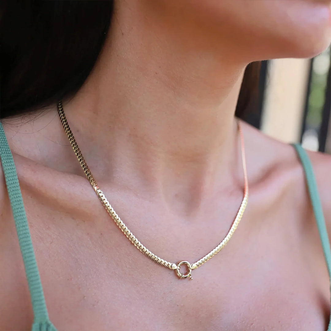 Gold-Plated Herringbone Chain Necklace for Women