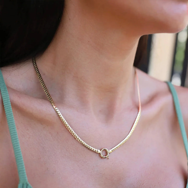 Gold-Plated Herringbone Chain Necklace for Women