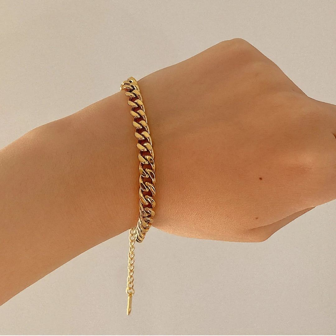 Gold-Plated Chain Bracelet with Stainless Steel for Women