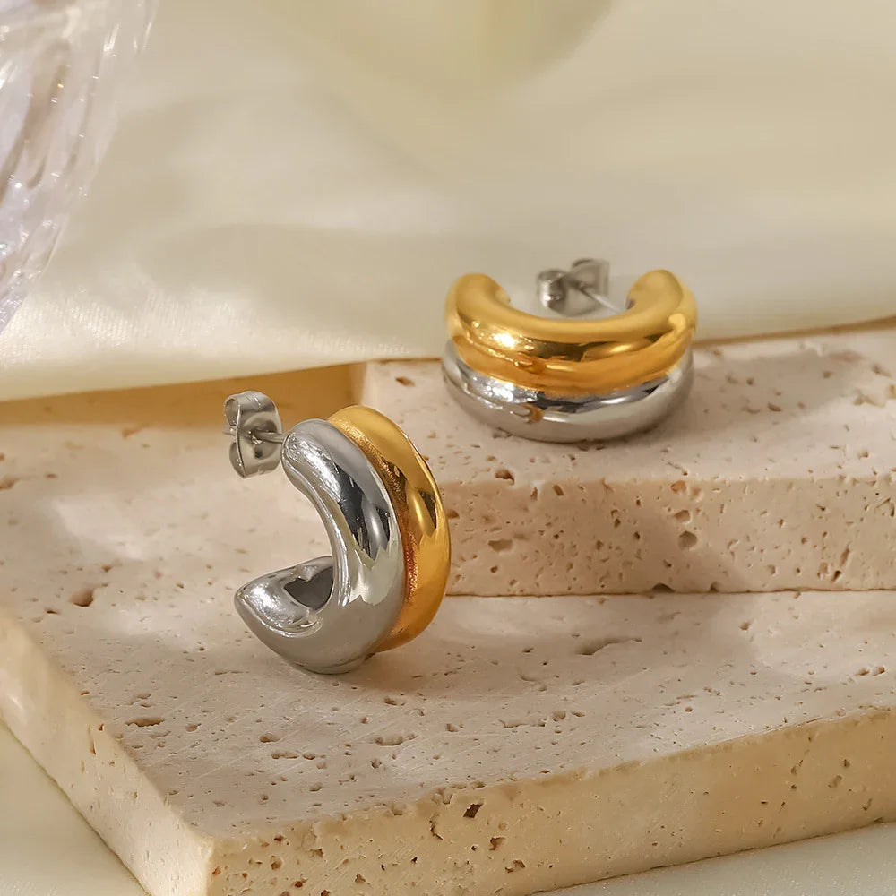 Gold-Plated Chunky Hoop Earrings
