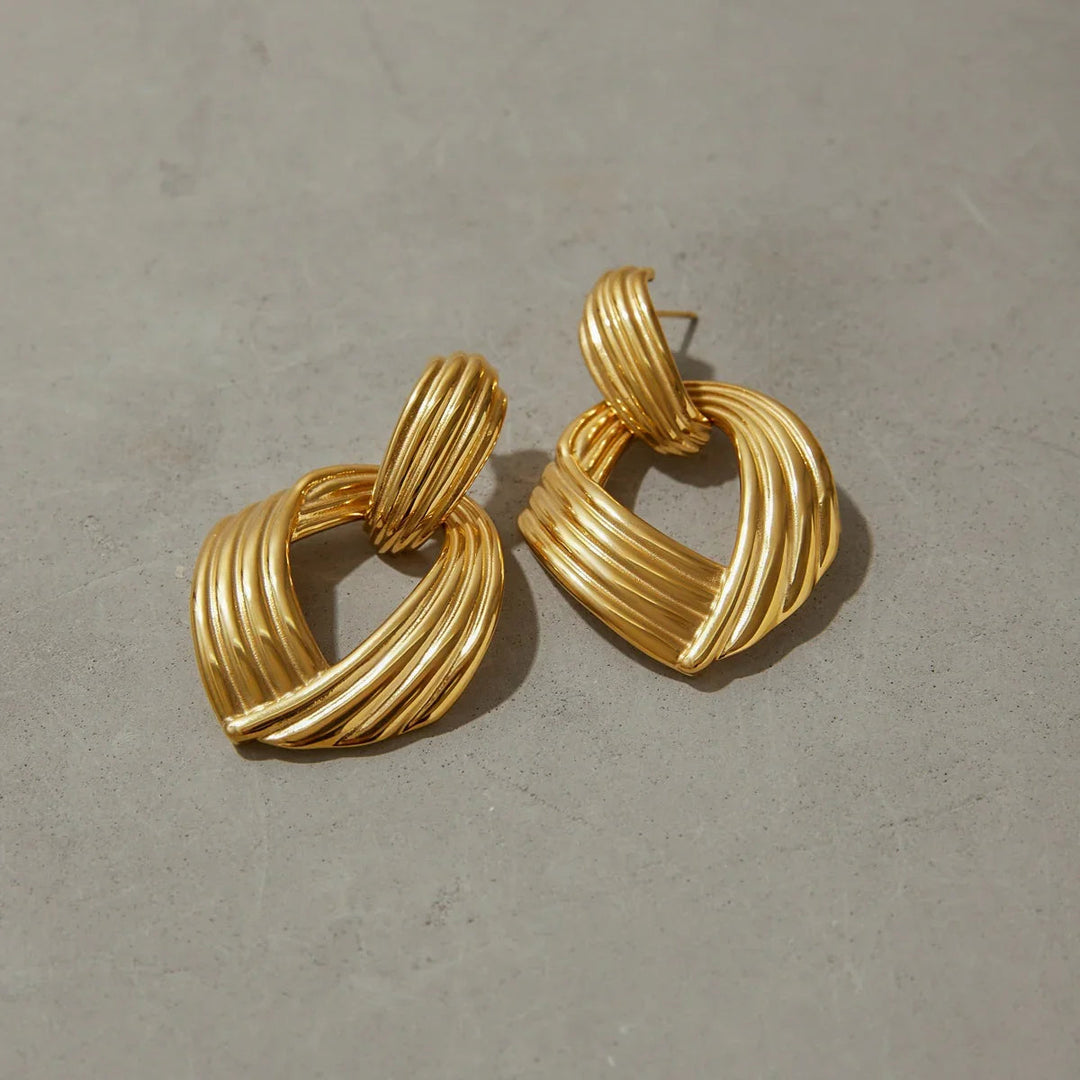 Gold Plated Stainless Steel Statement Drop Earrings for Women