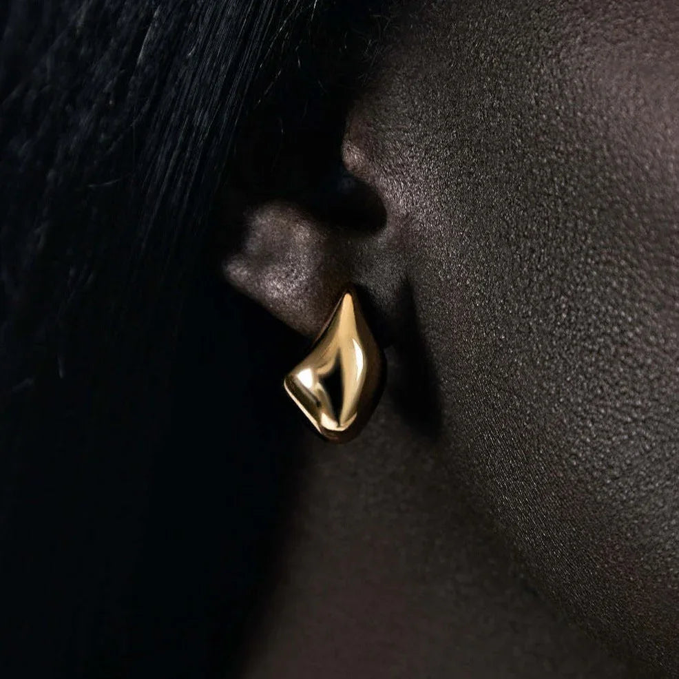Gold-Plated Teardrop Huggie Earrings for Women