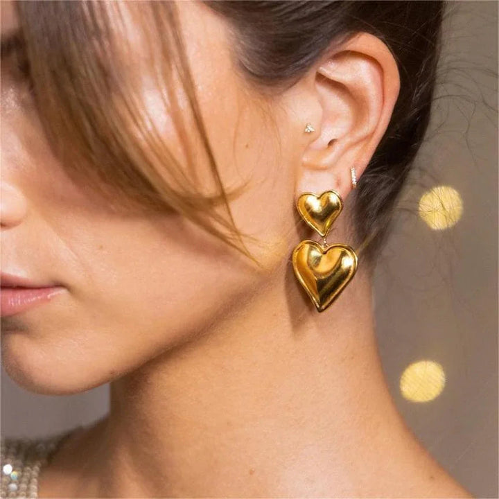 Gold-Plated Heart Earrings