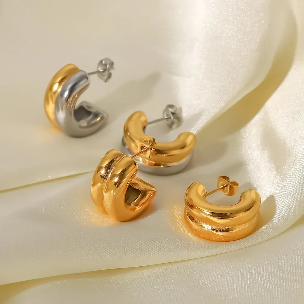 Gold-Plated Chunky Hoop Earrings