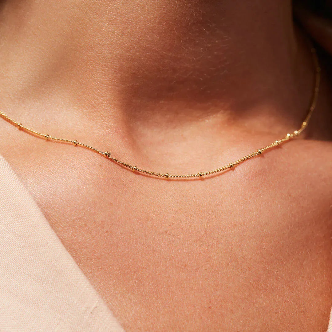 Gold-Plated Beaded Chain Necklace for Women