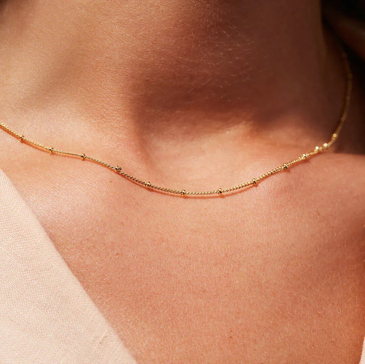 Gold-Plated Beaded Chain Necklace for Women