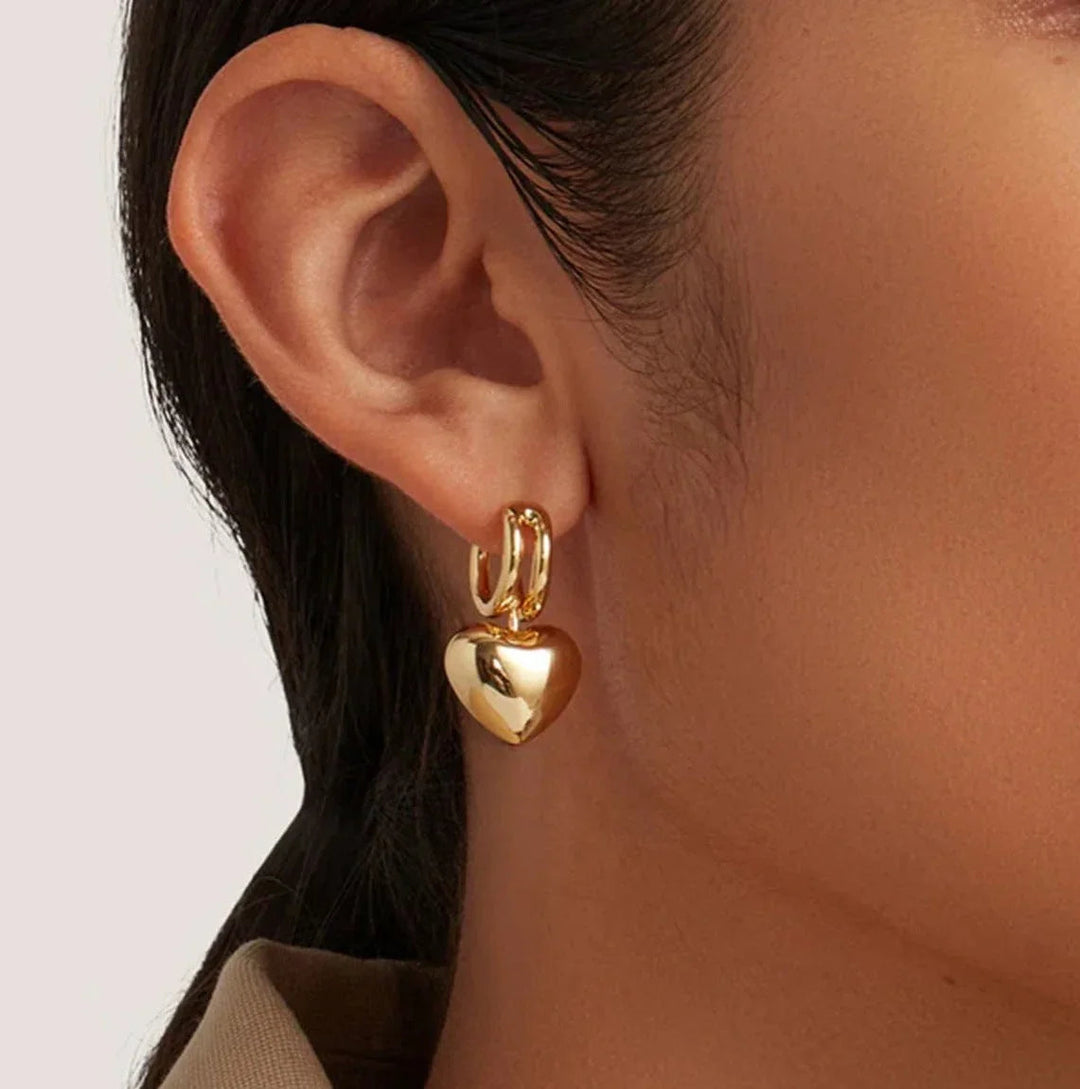 Gold-Plated Heart Drop Earrings for Women