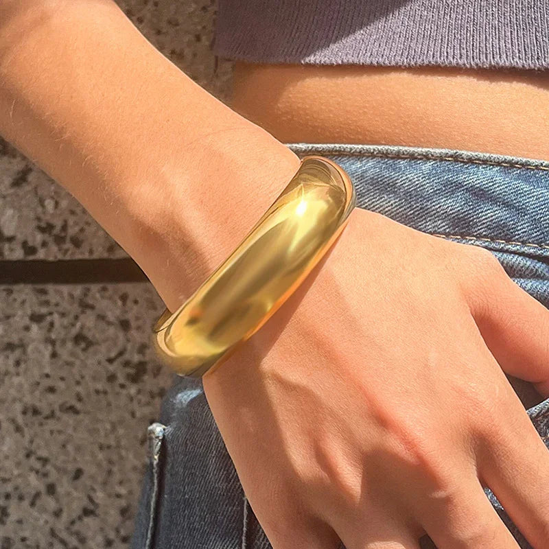 Chunky Gold Plated Bangle Bracelet for Women