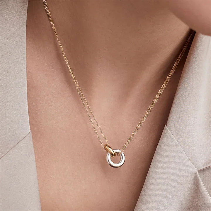 Gold-Plated Circle Pendant Necklace for Women