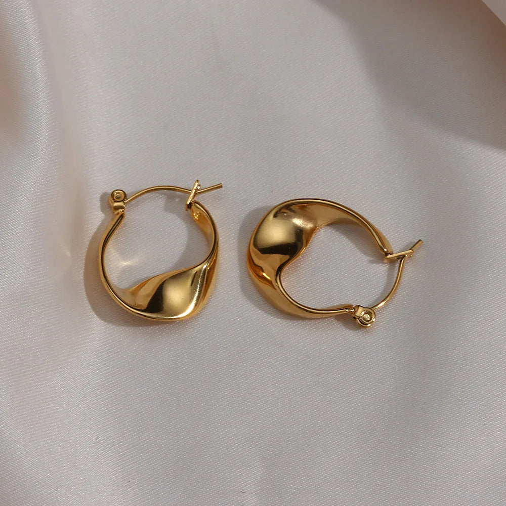 Gold-Plated Irregular Hoop Earrings for Women