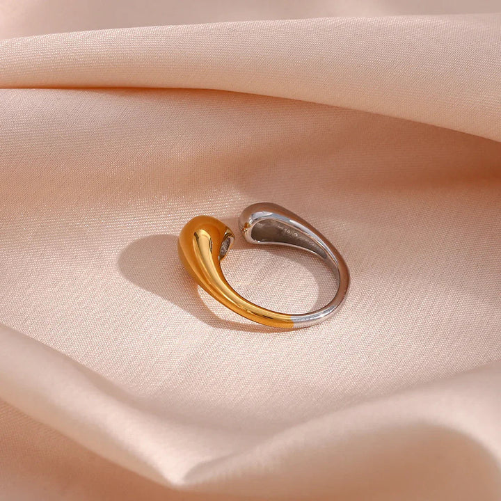Two-Tone Gold-Plated Adjustable Ring For Women