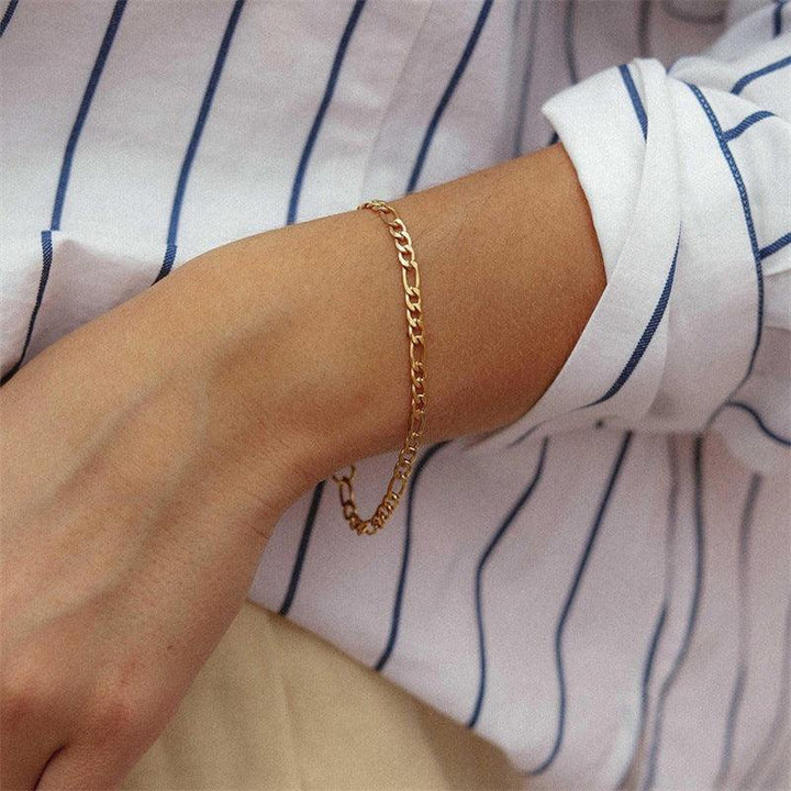 Gold-Plated Figaro Chain Bracelet for Women