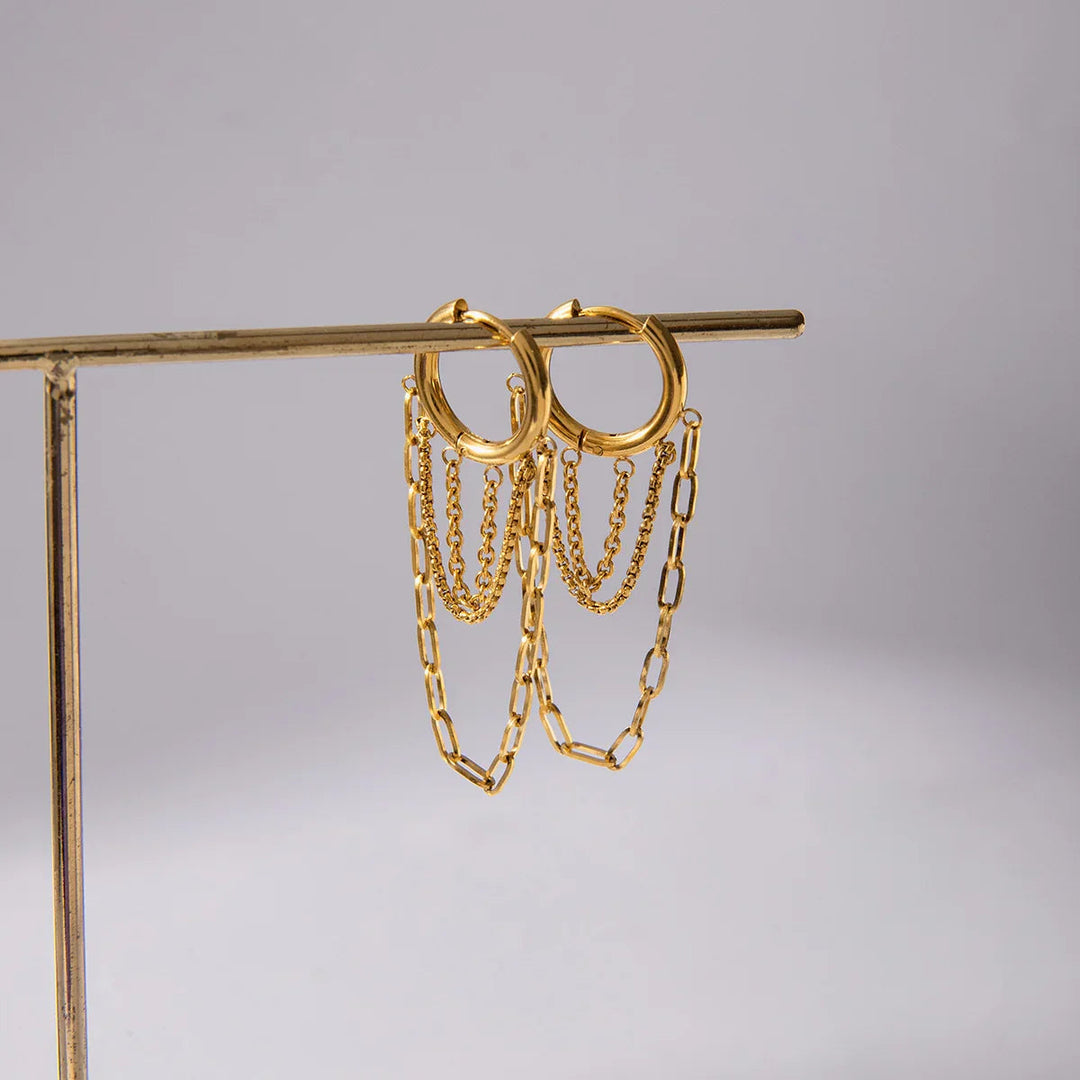 Gold-Plated Link Chain Hoop Earrings