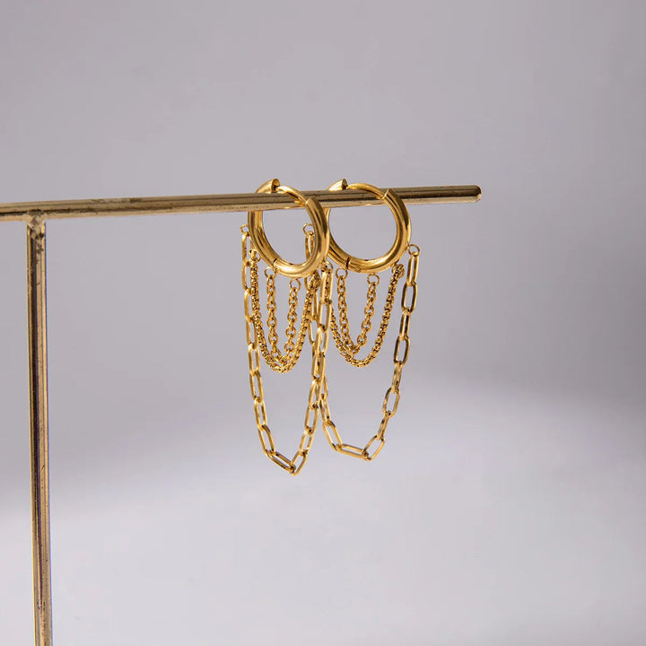 Gold-Plated Link Chain Hoop Earrings