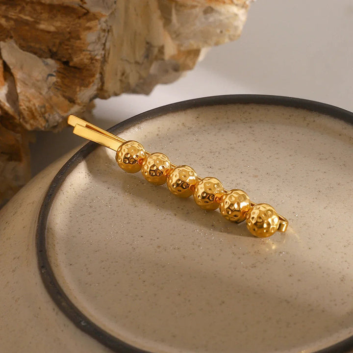 Gold-Plated Coral Beads Hair Clip
