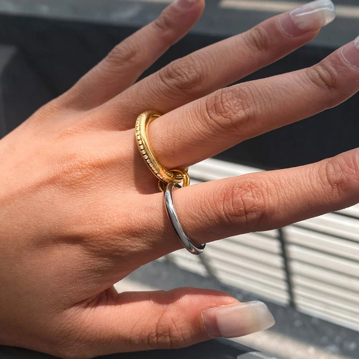 Gold-Plated Cubic Zirconia Stackable Ring Set for Women