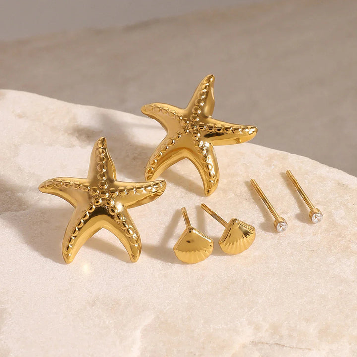 Gold-Plated CZ Ocean Earring 3-Piece Set