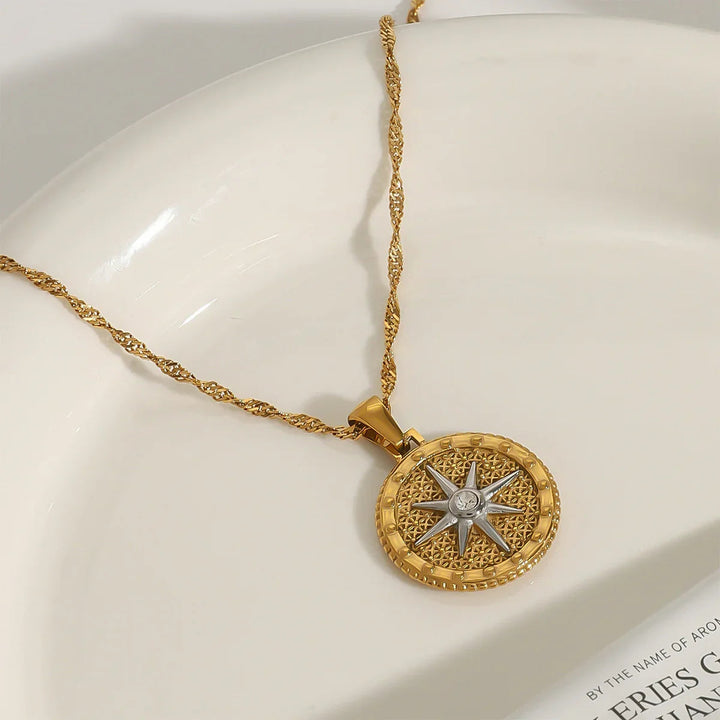 Gold-Plated CZ Star Pendant Necklace for Women