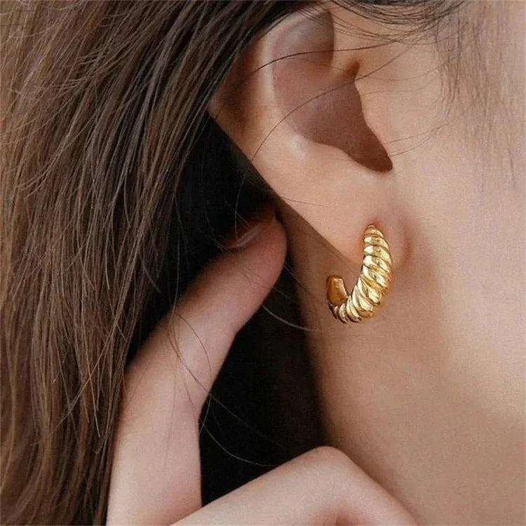 Gold-Plated Chunky Huggie Earrings for Women