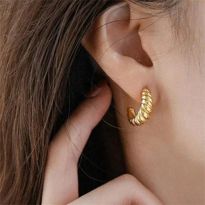 Gold-Plated Chunky Huggie Earrings for Women