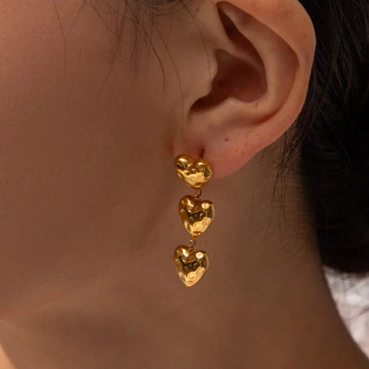 Gold-Plated Heart Drop Earrings for Women