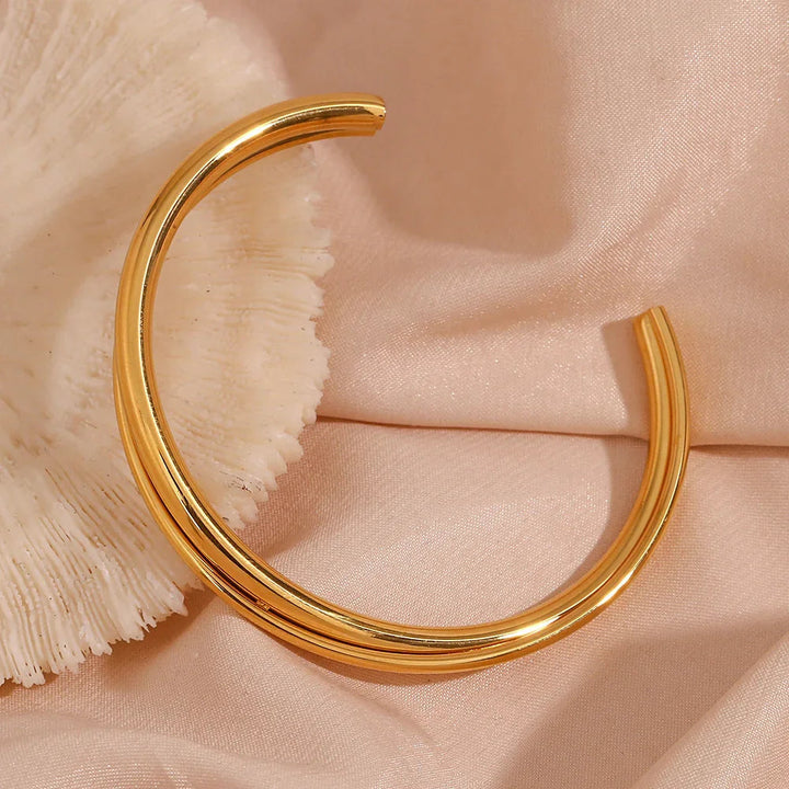 Gold-Plated Layered Bangle Bracelet for Women