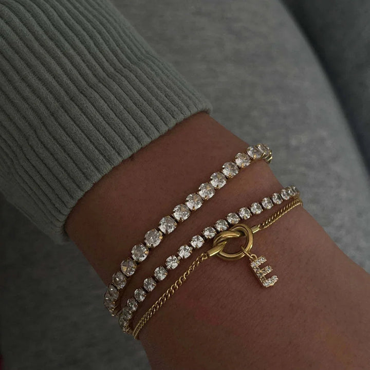 Gold Plated Cubic Zirconia Initial Charm Bracelet