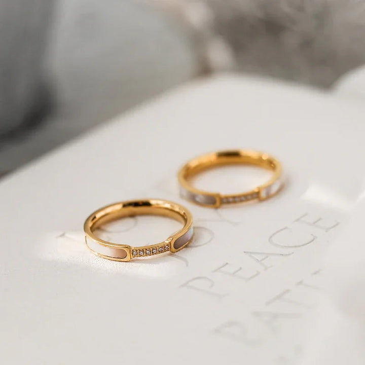 Gold-Plated Stainless Steel CZ Stackable Ring for Women
