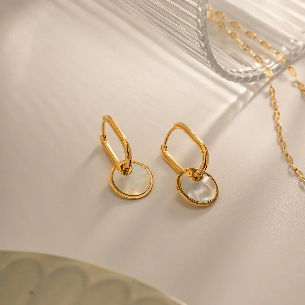Gold-Plated Shell Drop Earrings for Women
