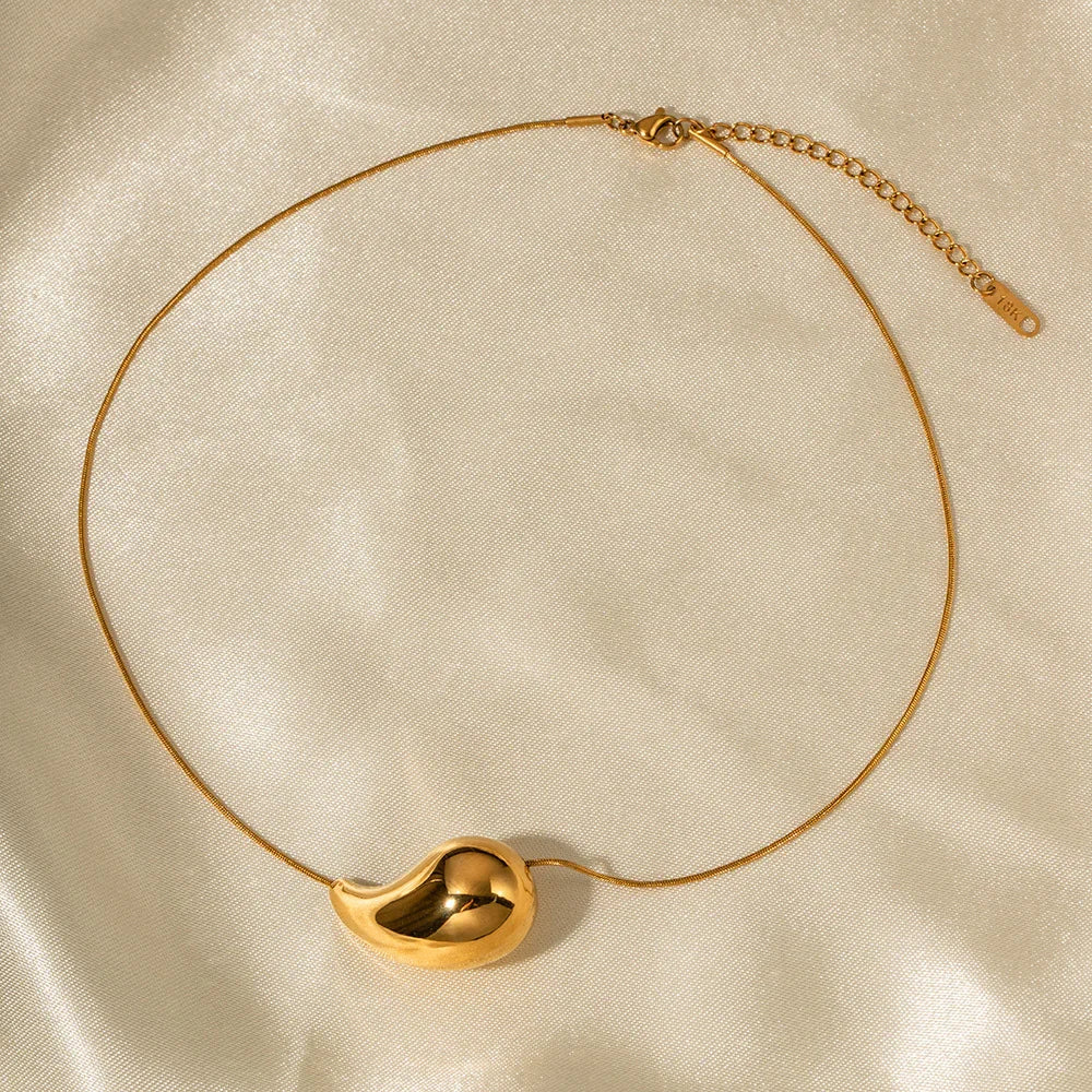 Gold-Plated Teardrop Necklace with Stainless Steel
