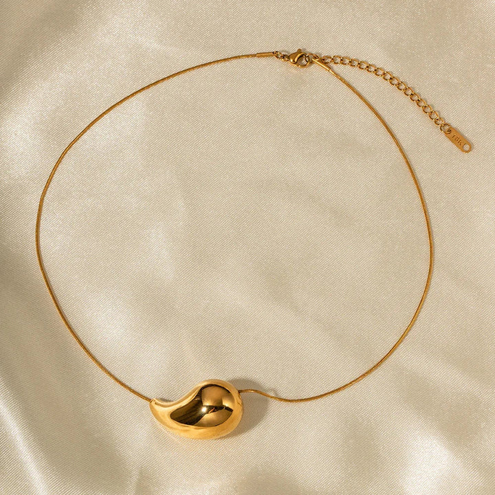 Gold-Plated Teardrop Necklace with Stainless Steel